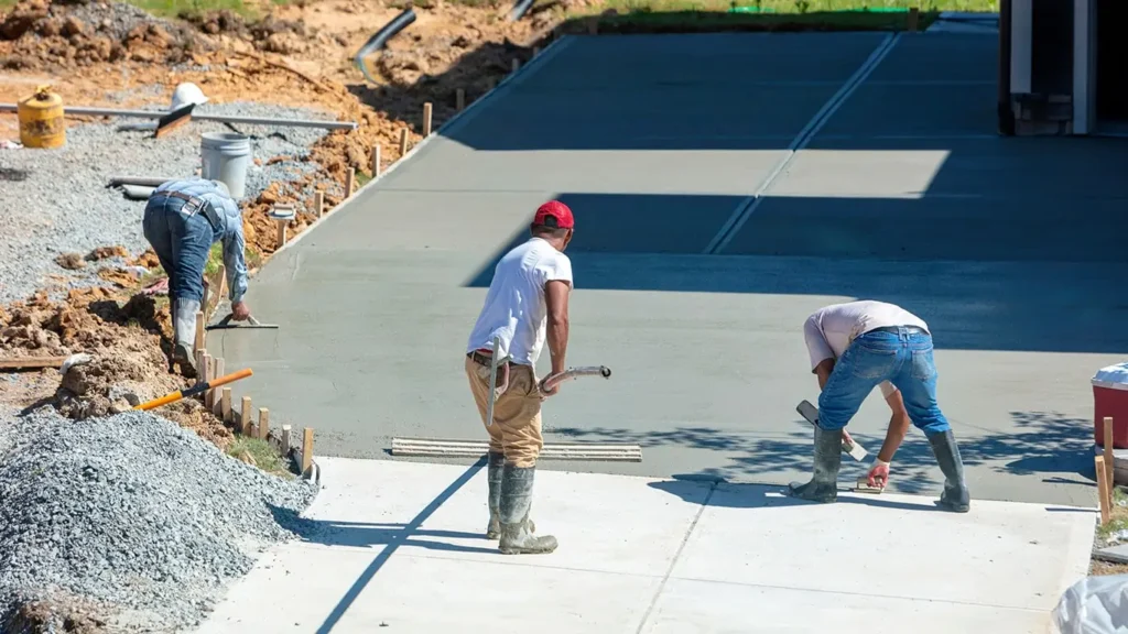 Concrete Kapiti exposed aggregate driveway installation.