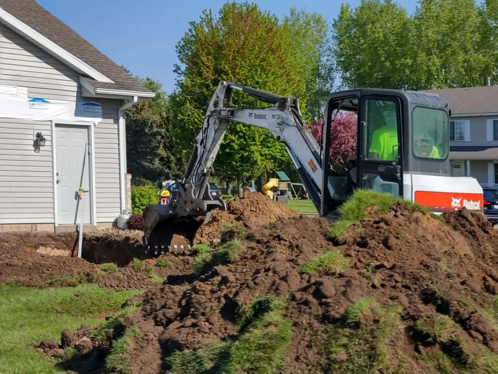 Digger Hire Kapiti trenching work in progress.