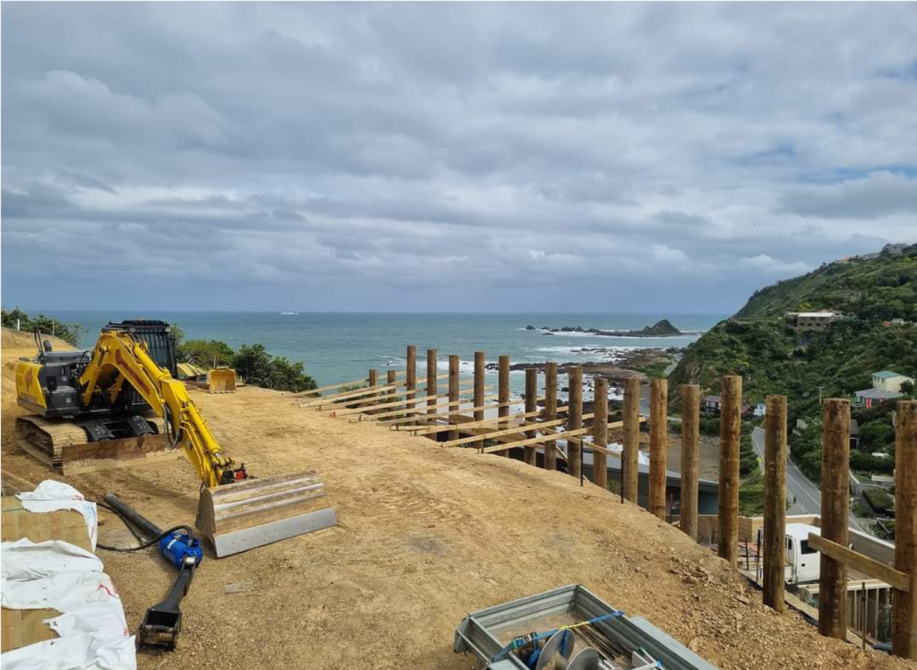 Seaside slope excavation work done by earthworks kapiti and landscape construction kapiti