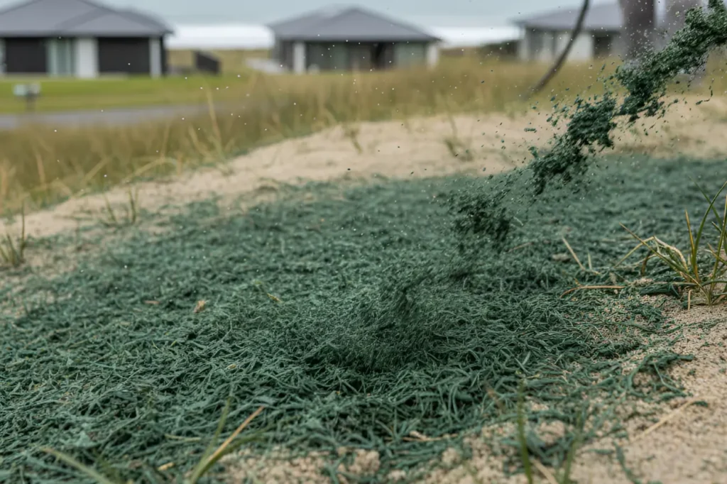 Professional Hydroseeding Kapiti team preparing a site for lush grass growth and soil stabilization